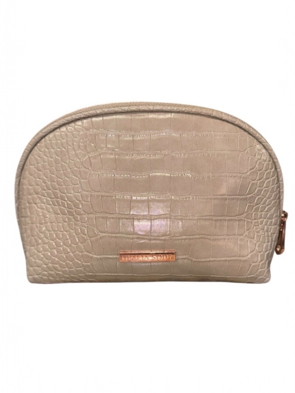 NWOT Thalia Sodi Croc-Embossed Nude Cosmetic Pouch – Effortless Glam